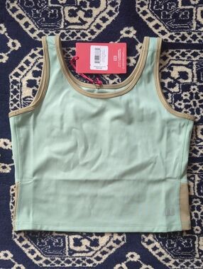 Topo Designs Mint Green Tank with Tan Trim